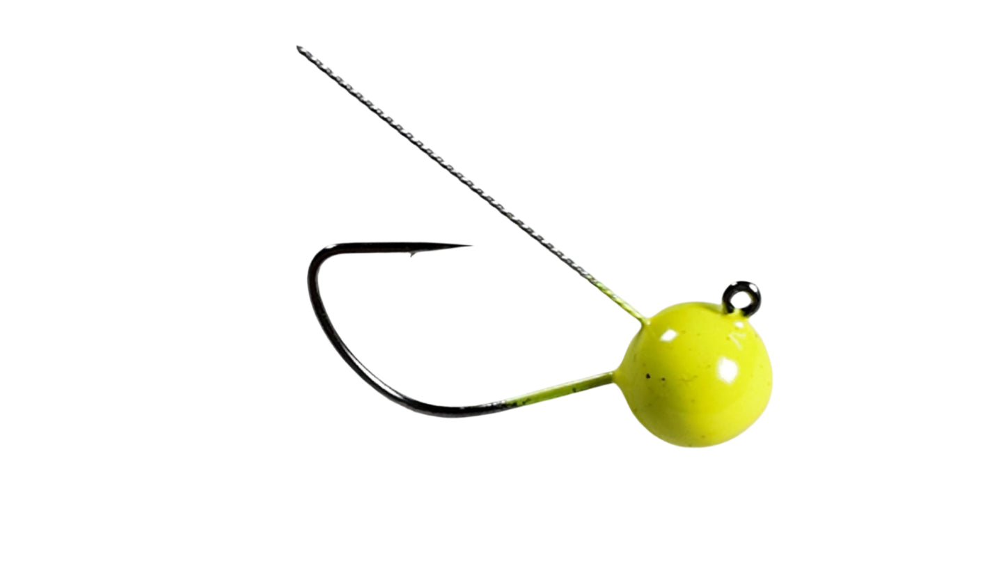 Weedless Weighted Wacky Jig Hook 4Pack Chartreuse