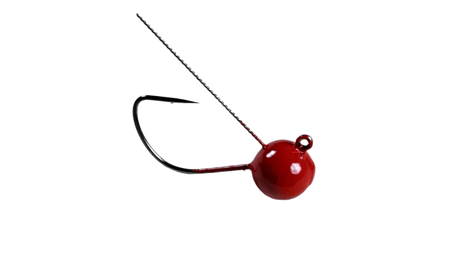 Weedless Weighted Wacky Jig Hook 4Pack Red