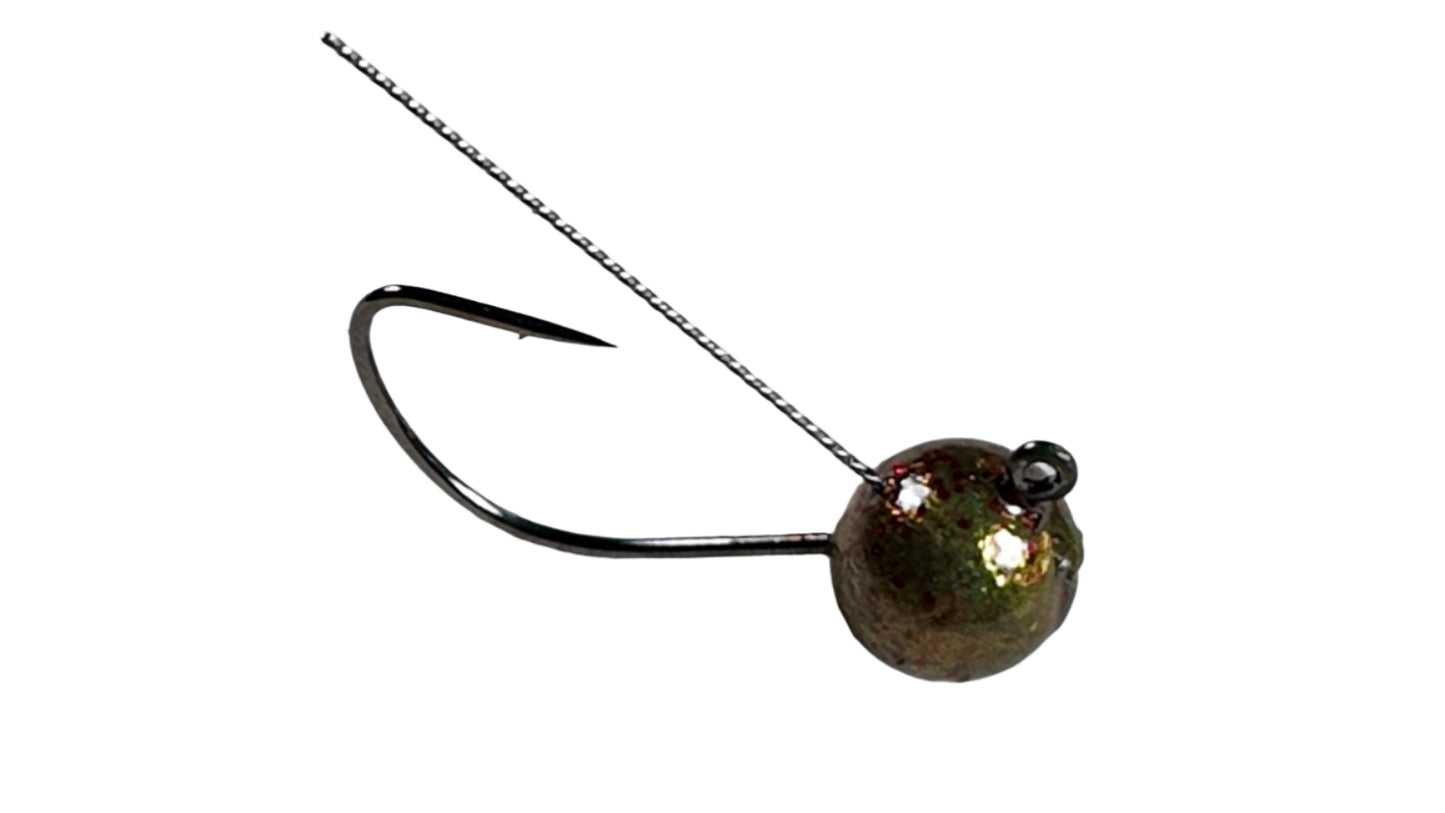 Weedless Weighted Wacky Jig Hook 4Pack Watermelon Flake