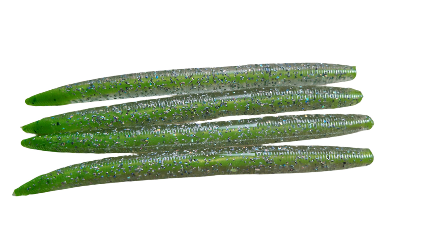 5" Stick Worms Grass Shad CORE SHOT Color (4pack)