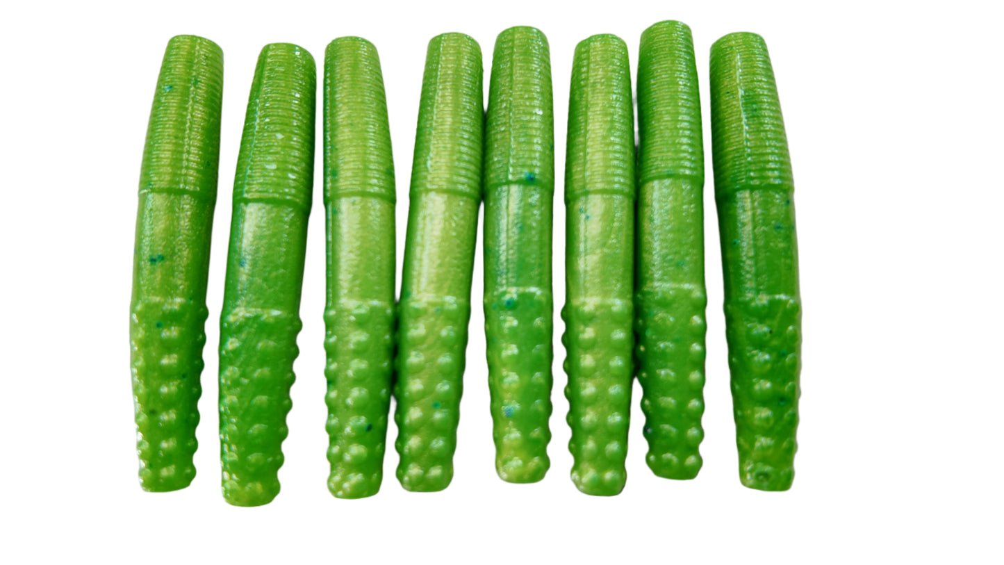 2.7" Ned Worms Chartreuse Color (8 pack)