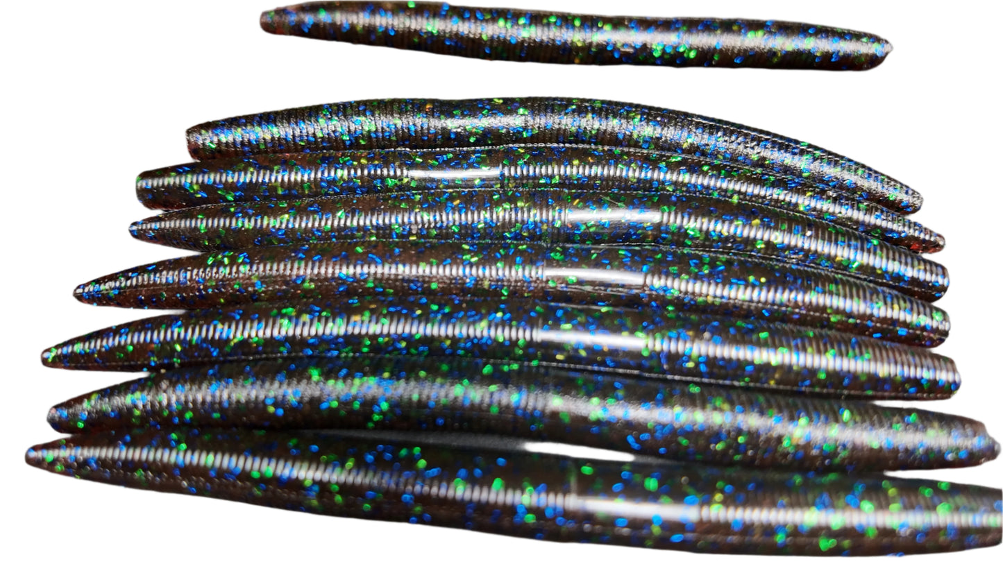 5" Stick Worms Red Plum Color (8 pack)