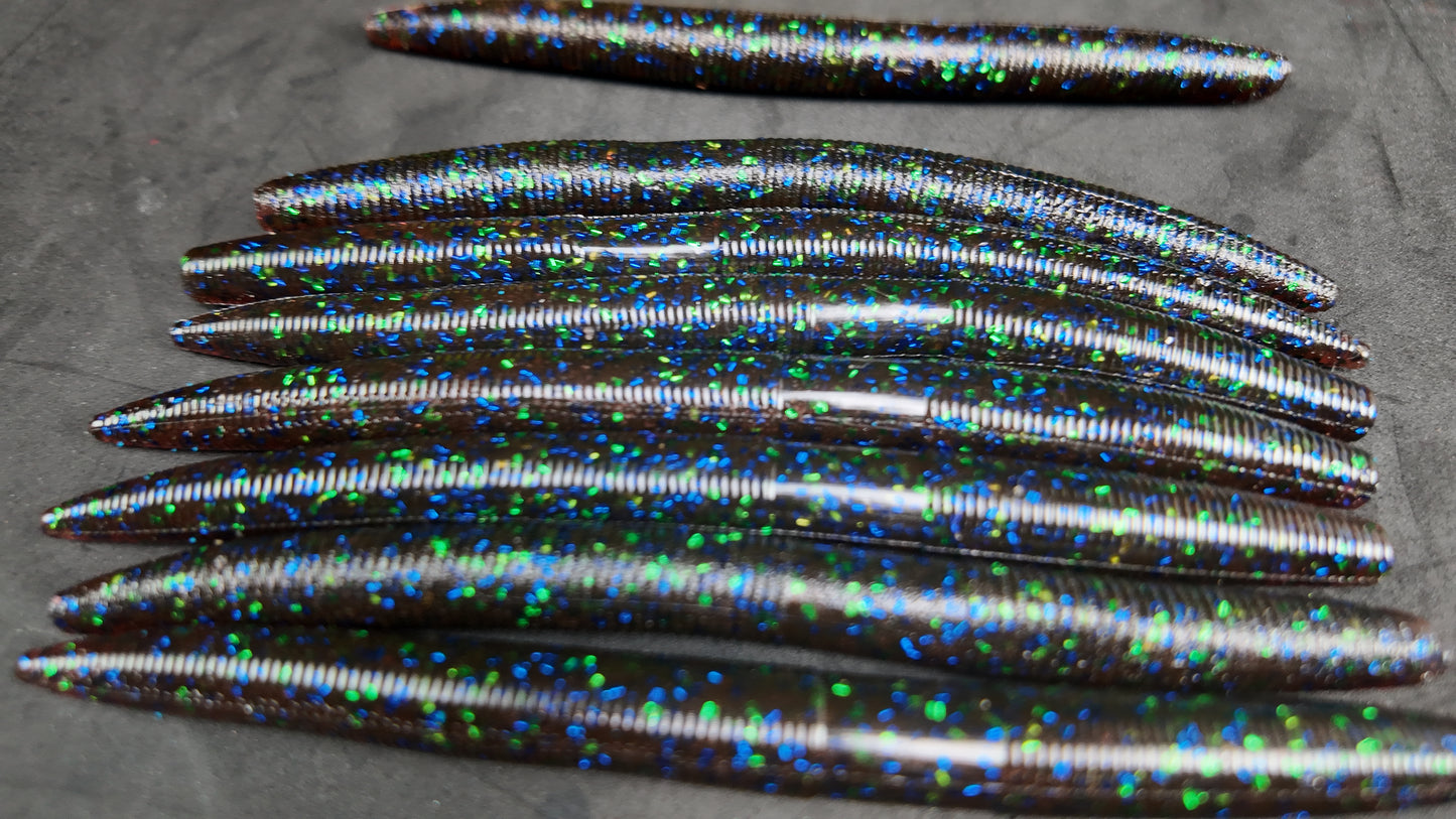 5" Stick Worms Red Plum Color (8 pack)