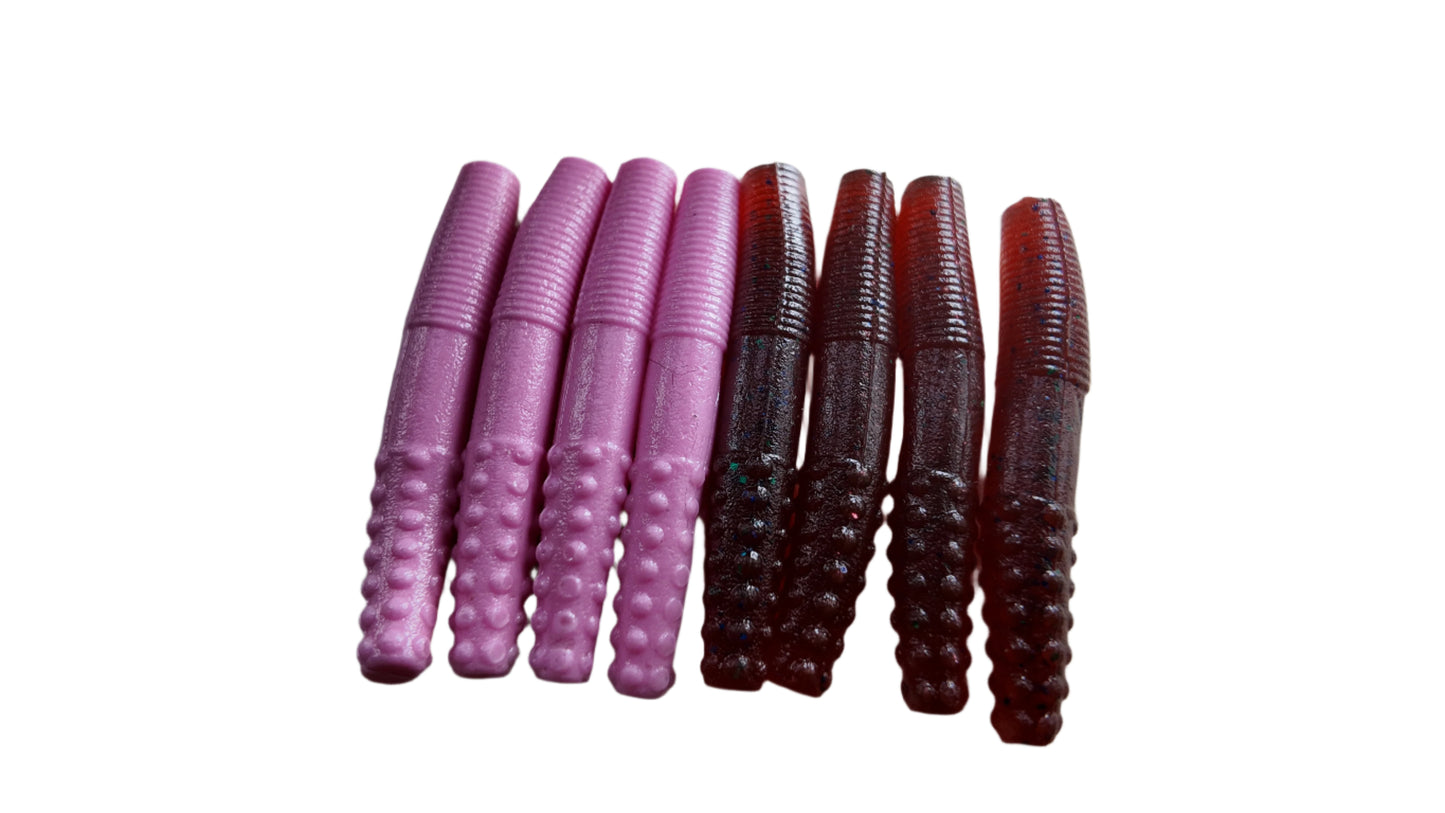 2.7" Ned Worms Red Plum / Bubblegum Pink Starter Pack (8 pack)