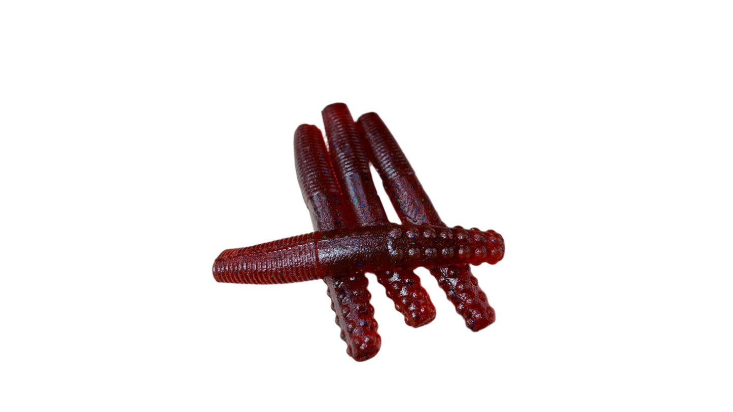 2.7" Ned Worms Red Plum Color (8 pack)