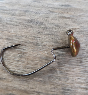 Weedless Finesse Ned Rig Hooks 4Pack Watermelon Green Color Weight 3/32 weight