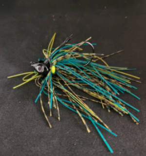Custom weedless Swim Jig Lure 30 Degree 3/0 Hook 1/2 oz Emerald Bluegill Color