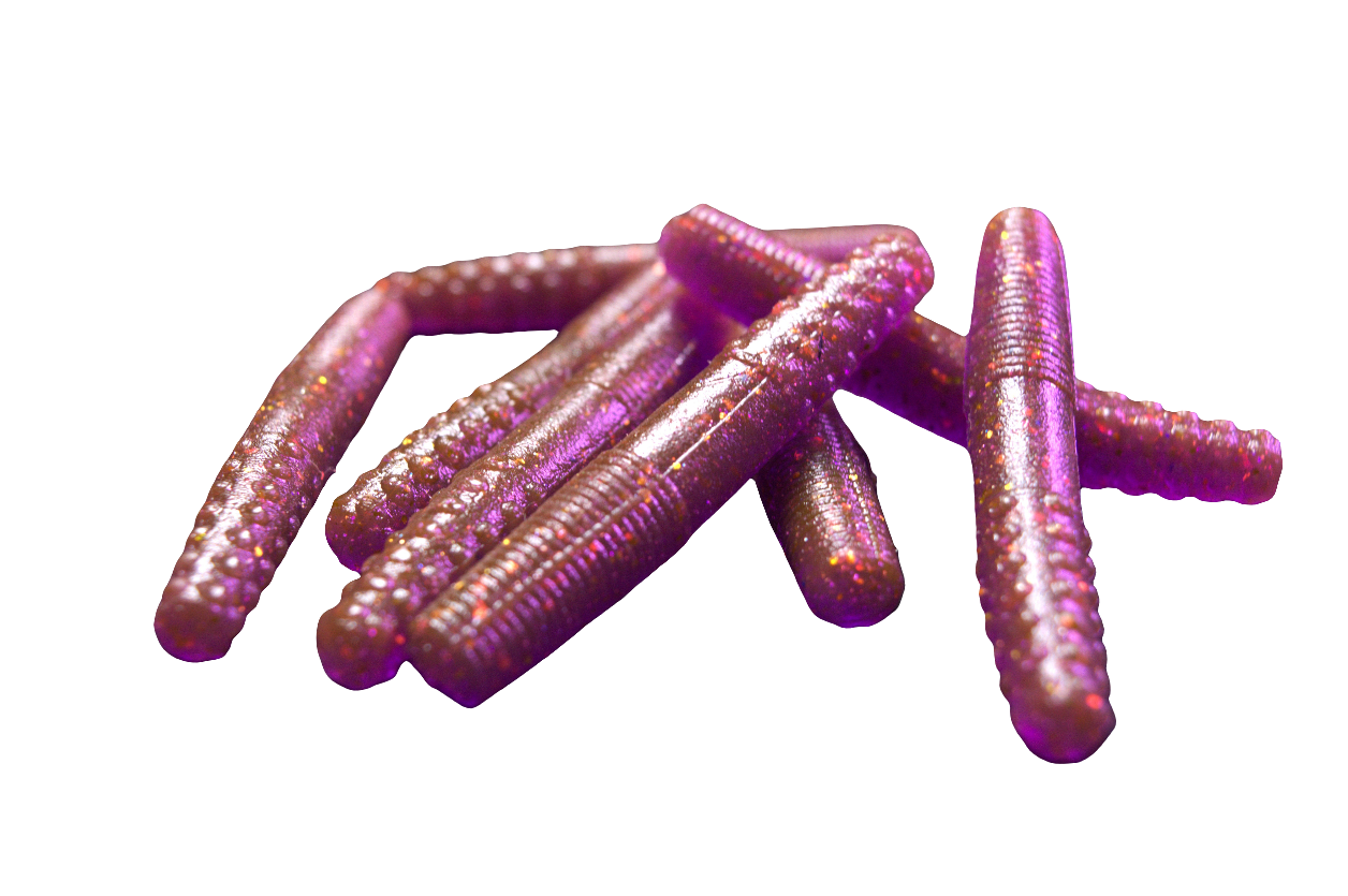 2.7 Inch Midwest Finesse NED Worm Peanut Butter & Jelly Color