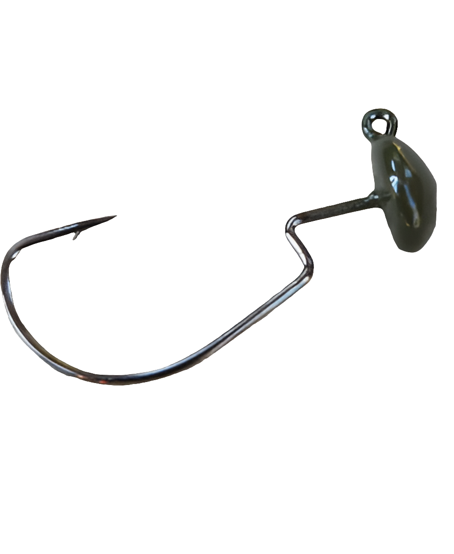 Weedless Finesse Ned Rig Hooks 4Pack OD Green Color Weight 3/32 weight