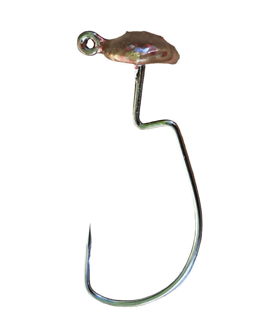 Weedless Finesse Ned Rig Hooks 4Pack Watermelon Green Color Weight 1/16 weight
