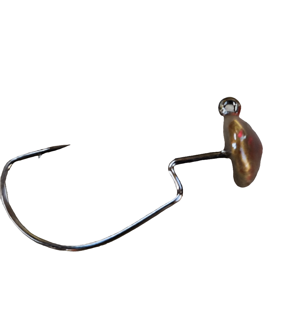 Weedless Finesse Ned Rig Hooks 4Pack Watermelon Green Color Weight 3/32 weight