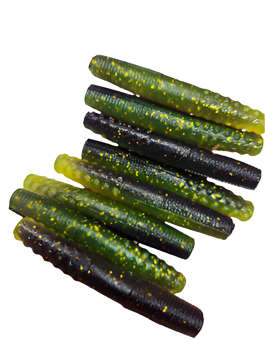 2.7" Ned Worms Laminated Black Bass Color Limited Run (8 pack)
