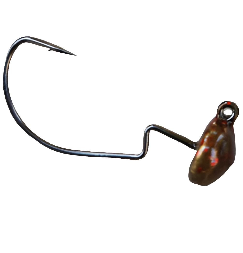 Weedless Finesse Ned Rig Hooks 4Pack Watermelon Green Color Weight 1/8 weight