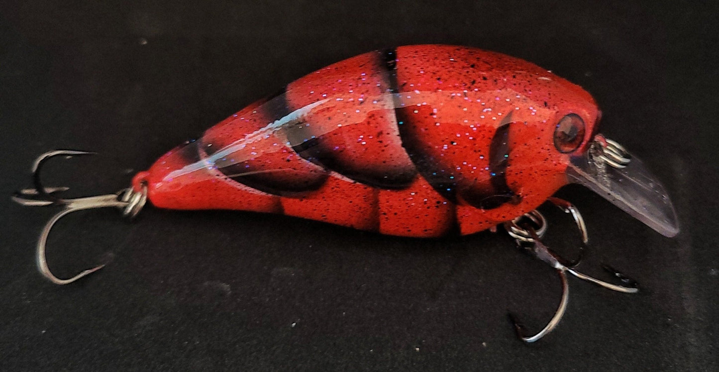 3" Custom Painted Crankbait Vivid Red Craw Color - JQ's ReefShack LLC