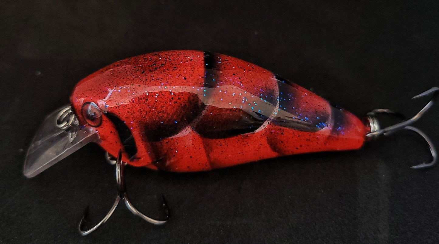 3" Custom Painted Crankbait Vivid Red Craw Color - JQ's ReefShack LLC