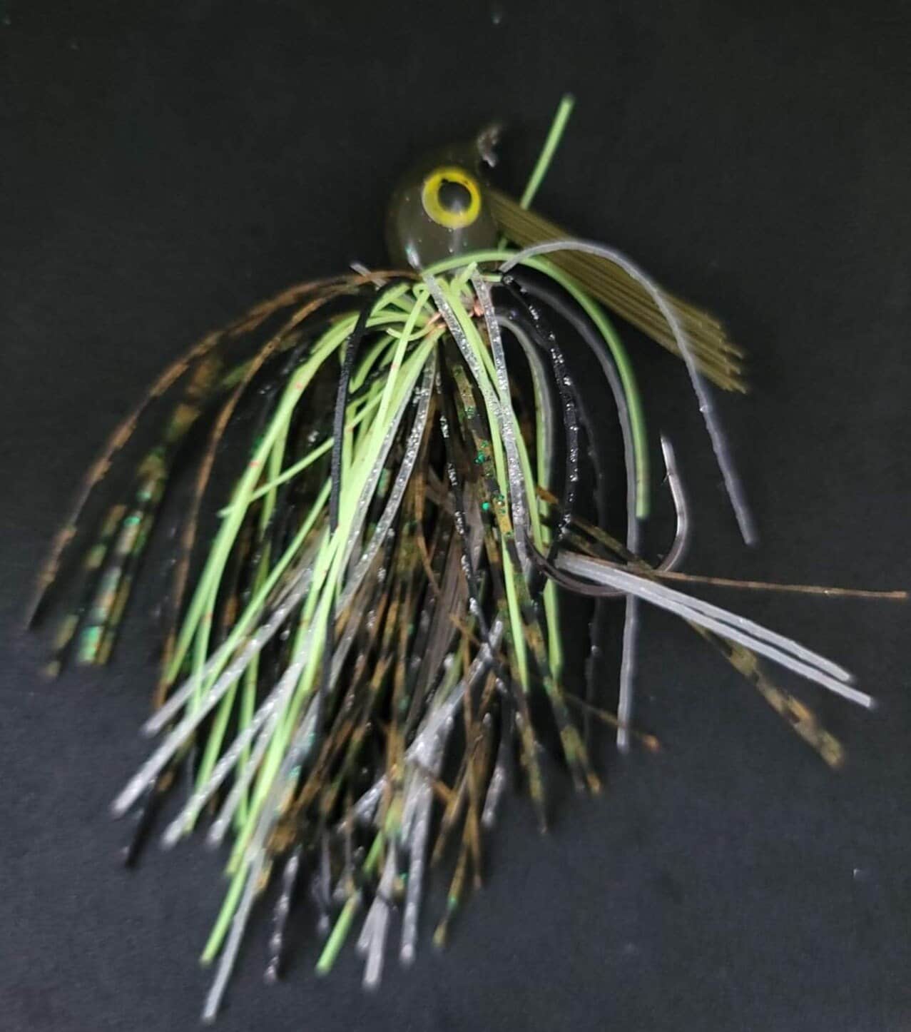 Custom SwimJig Lure 60 Degree 4/0 Hook 3/8oz Green Black Flake - JQ's ReefShack LLC