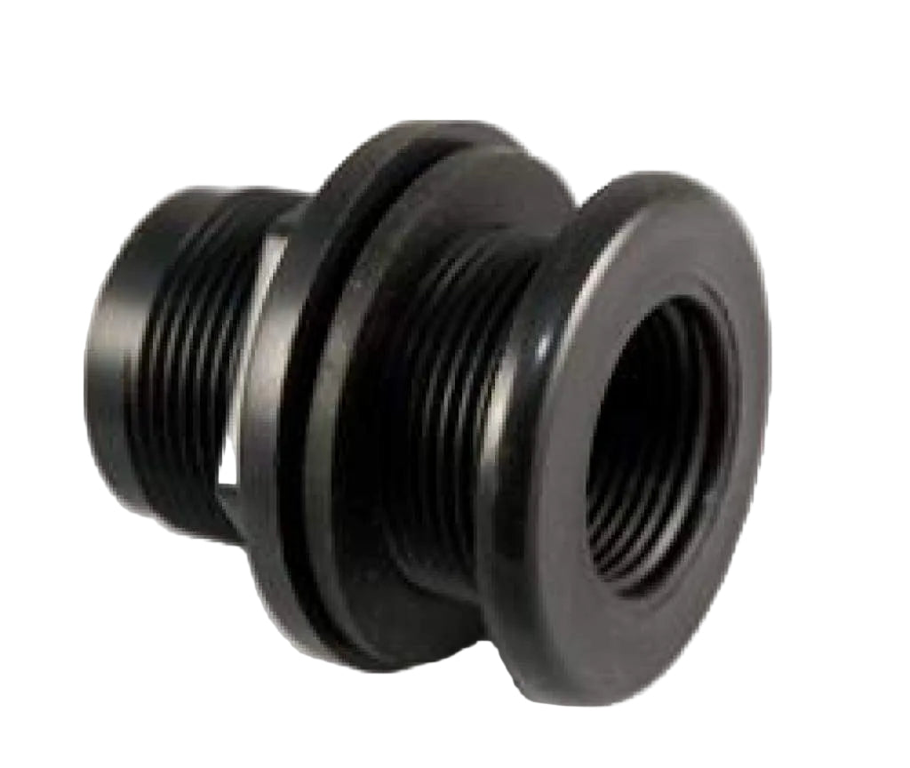 Schedule 40 Bulkhead 3/4" Thread X Slip Black (Hole Size 1 1/2") - JQ's ReefShack LLC