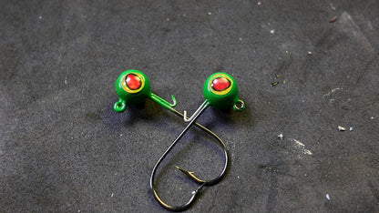 Freestyle Jig Hook Dragon Eye Baby Bass Green Body (2 Pack)