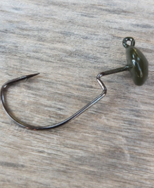 Weedless Finesse Ned Rig Hooks 4Pack OD Green Color Weight 3/32 weight