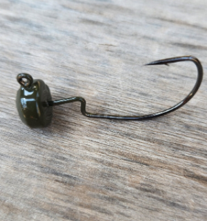 Weedless Finesse Ned Rig Hooks 4Pack OD Green Color Weight 5/32 weight