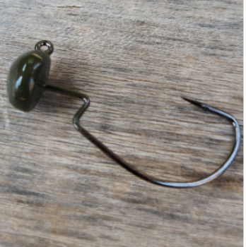 Weedless Finesse Ned Rig Hooks 4Pack OD Green Color Weight 1/8 weight