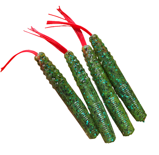 2.7" Firecracker Ned Worms in Bass Magnet Mustard Color (4 pack)
