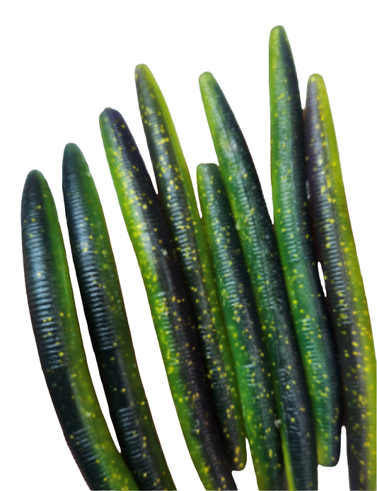 5" Stick Worms Laminated Black Bass Color (8 pack)