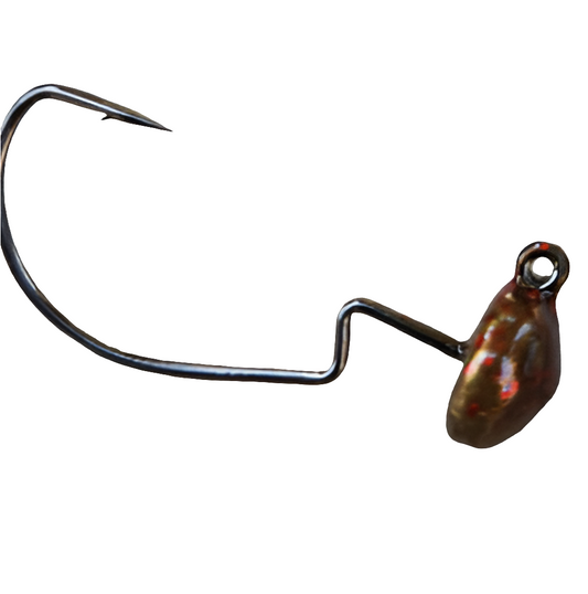 Weedless Finesse Ned Rig Hooks 4Pack Watermelon Green Color Weight 1/8 weight