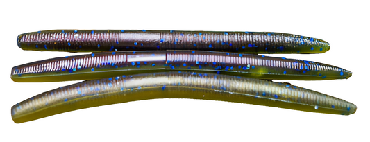 5" Stick Worms Laminated Bluegill Color Purple (8 pack) 3 Scents to Choose!