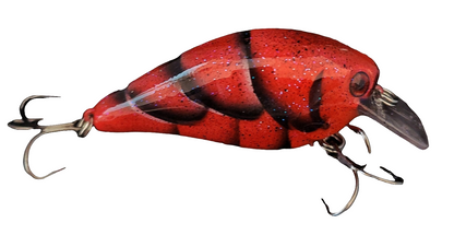3" Custom Painted Crankbait Vivid Red Craw Color