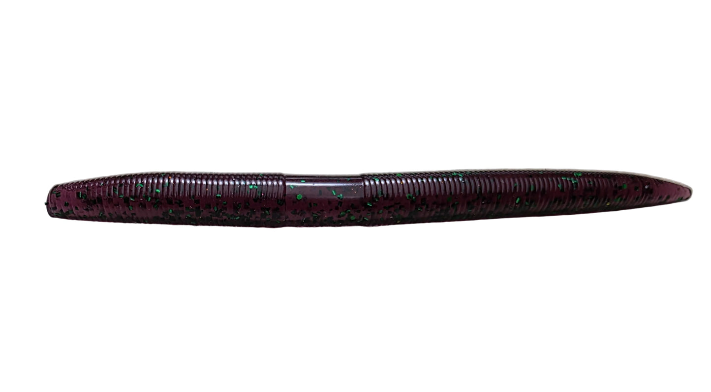 5" Stick Worms Old School Junebug Color (8 pack)