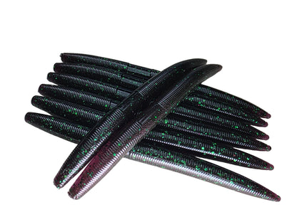 5" Stick Worms Old School Junebug Color (8 pack)