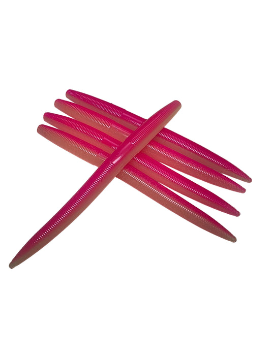 5" Stick Worms Pink Lemonade Glow In The Dark Laminate Color